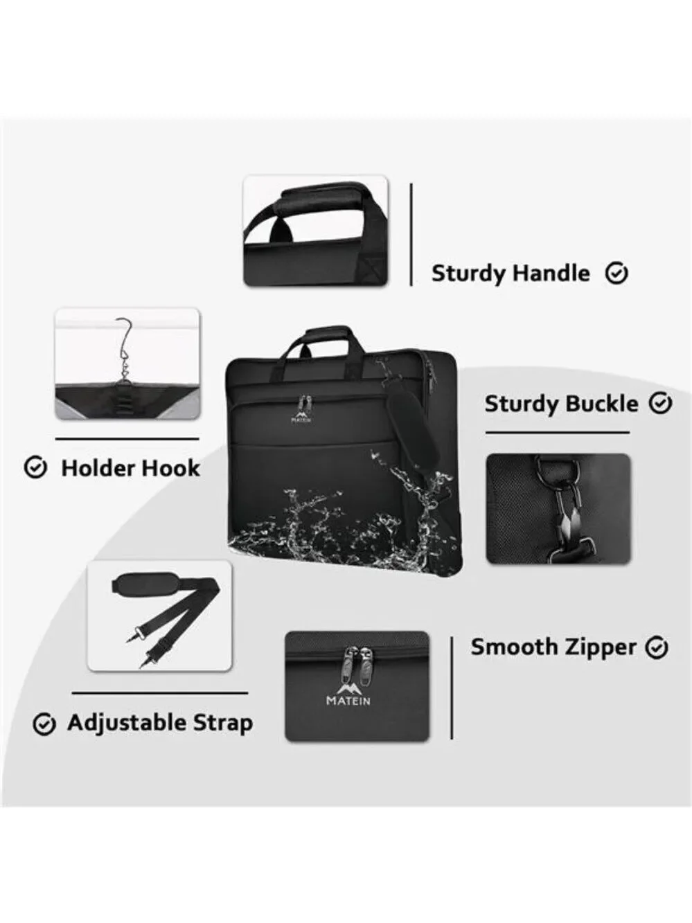 Travel Garment Bag Suit Carrier Hanging Foldable Wrinkle Free Luggage Bag Black